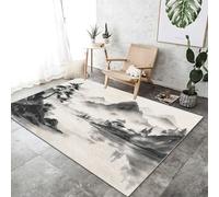Machine Washable East Area Rug 120 x 180 cm, Non-Slip Bedroom Rug Traditional Landscape Scenery Low Pile Printed Carpet Suitable For Living Room Dining Room and Office Grey