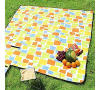 Machine Washable Extra Large Picnic & Beach Blanket Handy Mat Plus Thick Dual Layers Sandproof Waterproof Padding Portable for the Family, Friends, Kids, 79"x79" (Yellow)