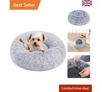 Machine Washable Fluffy Dog Bed, Comfy Donut Design for Cats & Small Dogs