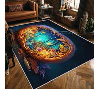 Machine Washable Halloween Pumpkin Rugs for Entryway, Mushroom Leaf Vine Floral Design Small Area Rug Bedroom Decor, Non Slip Low Pile Soft Indoor Door Mat, 60 x 110 cm, FD607
