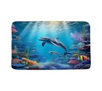 Machine Washable Inside and Outside Door Mats Underwater World Blue Sea Animal Tropical Fish Coral Reef Door Mat Welcome Mat 40×60cm for Kitchen,Holiday Decorations,Hall