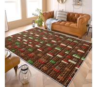 Machine Washable Living Room Area Rug 140x200 cm Non-Slip Carpet Bedroom Nordic Style Geometric Textured Large Rug for Playroom, Dining Room Hallway Runner, Green Soft Durable Short Pile Floor Mat