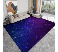 Machine Washable Living Room Area Rug 60 x 90 cm, Constellation Blue Purple Star Printed Rectangle Rug Playroom Non-slip Carpet - Modern Soft Short Pile Carpet Floor Bedroom Decorate