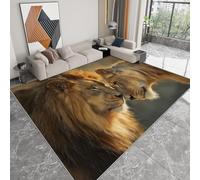 Machine Washable Living Room Area Rug 80 x 150 cm, Animals Lion Leopard Stripes Printed Rectangle Rug Non-slip Carpet - Wild Animals Soft Short Pile Carpet Floor Bedroom Playroom Decorate
