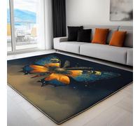 Machine Washable Living Room Area Rugs 80 x 150 cm, Short Pile Abstract Art Non-Slip Rug for Kitchen Bedroom Dining Room - Beautiful Butterfly Geometry Kid & Pet Friendly Carpets Morden Design Carpet