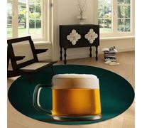 Machine Washable Living Room Round Area Rug 220 cm, Beer Foam Geometric Printed Rectangle Rug Non-slip Carpet - Realistic Photography Soft Short Pile Circular Carpet Floor Bedroom Playroom Decorate