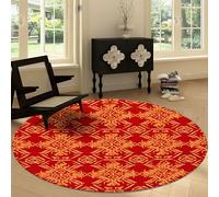 Machine Washable Living Room Round Area Rug 220 cm, Oriental Geometric Patterns Printed Rectangle Rug Non-slip Carpet - Traditional Style Soft Short Pile Circular Carpet Floor Bedroom Playroom