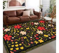 Machine Washable Living Room Rug 70x140cm,Soft,Low Pile Leaf Floral Pattern,for Balcony,Floor,Hearth,Sage Green