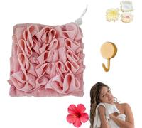 Machine Washable Loofah Soap Holder,Loofah Washcloth for Bar Soap,2 in 1 Loofahs Sponge Washcloth,Natural Organic Shower Loofahs with Drawstring Soaps Holder,Reusable Soaps Scrunchies (Pink)