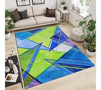 Machine Washable Modern Rug - Abstract Art Fluorescent Green Blue Irregular Geometry Rug For Doorway Entryway Rugs For Living Room Non Slip Non Shedding Carpet For Bedroom Kitchen 100 X 200 Cm Home K