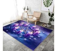 Machine Washable Non-Slip Rugs 50x80 cm, Purple Soft Short Pile Fluffy Non-Shedding Small Carpet with Magic Five-Pointed Star Candle Pattern for Living Room Bedroom Office Dining Room Lounge