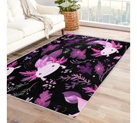 Machine Washable Purple Axolotl Rugs for Living Room, Leaf Grass Under Sea Design Area Rug Bedroom Decor, Non Slip Low Pile Soft Floor Carpet, 120 x 170 cm