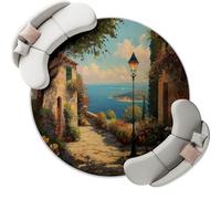 Machine Washable Round Area Rugs 90 cm - Colorful Oil Painting Style Theme Low Pile Non-Slip Circle Rugs Decor, Streets Houses Pet & Child Friendly Carpets for Living Room Bedroom Children's Room