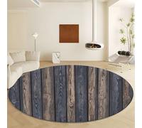 Machine Washable Round Grey Rugs 60 cm Wood Texture Vertical Wooden Planks Area Rugs for Bedroom Living Room Kids Room Hallway, Non Slip Soft Fluffy Low Pile Non Shedding Indoor Carpet