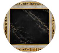 Machine Washable Round Rug Greek Key Pattern Non-Slip Carpet, Short Pile Living Room Round Rug Black, for Bedroom Study Office Hallway Children's Room and Kitchen, 150 cm