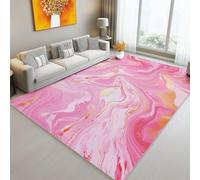 Machine Washable Rug 120 x 160 cm, Short Pile Non-Slip Backing Digital Art Style Abstract Fluid Carpet - Area Rugs For Living Room Bedroom Kitchen Hallway Office Pink