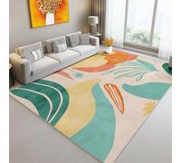 Machine Washable Rug 120 x 160 cm, Short Pile Non-Slip Backing Victorian Style Abstract Plants Lines Carpet - Area Rugs For Living Room Bedroom Kitchen Hallway Office Multicolor