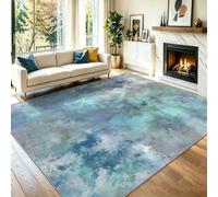 Machine Washable Rug 140x200 cm, Retro Soft Non-Slip Non-Shedding Indoor Carpet, Abstract Tie Dye Background Pattern Pet & Child Friendly Easy Clean Rugs for Bedroom Entrance Hallway Office, Blue