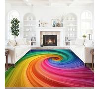 Machine Washable Rug 160 x 230 cm - Colorful Low Pile Carpet with Non Slip Backing, Non-Shedding Area Rugs for Living Room Bedroom Kitchen Dining Room - Abstract Simple Swirls Lines Patterns