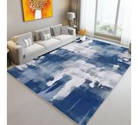 Machine Washable Rug 160 x 230 cm, Short Pile Non-Slip Backing Digital Art Abstract Texture Carpet - Area Rugs For Living Room Bedroom Kitchen Hallway Office Blue-Gray