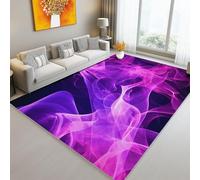 Machine Washable Rug 160 x 230 cm, Short Pile Non-Slip Backing Digital Art Style Abstract Smoke Carpet - Area Rugs For Living Room Bedroom Kitchen Hallway Office Black