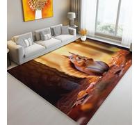 Machine Washable Rug 160 x 230 cm, Short Pile Non-Slip Backing Modern Forest Cute Squirrel Carpet - Area Rugs For Living Room Bedroom Kitchen Hallway Office Colorful