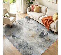 Machine Washable Rug 80x150 cm, Abstract Distressed Texture Soft Non-Slip & Shedding Indoor Carpet, Vintage Background Pattern Pet & Child Friendly Easy Clean Rugs for Bedroom Hallway Office, Grey