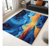 Machine Washable Rug Abstract Sunset Starry Sky 80 x 150 cm Ultra Soft Floor Carpet, Area Rugs for Living Room Bedroom Kitchen Hallway Office Non-Slip Backing Non-Shedding, Dark Blue