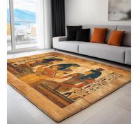 Machine Washable Rug Ancient Egyptian Figures Geometry Area Rug for Living Room 120 x 170 cm, Non-Slip Traditional Tribal Carpet Soft Short Pile Floor Mat for Office Kitchen Dining Indoor Decor