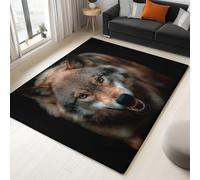 Machine Washable Rug Hd Portrait Animals Wolf 120 X 170 Cm Ultra Soft Floor Carpet, Area Rugs For Living Room Bedroom Kitchen Hallway Office Non-Slip Backing Non-Shedding, Black