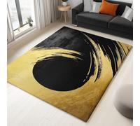 Machine Washable Rugs 100 x 150 cm, Non-Shedding Soft Short Pile Area Rug, Fluffy Non-Slip Carpet with Simple Paint strokes Texture Pattern for Living Room Bedroom Office Dining Room Lounge, Black