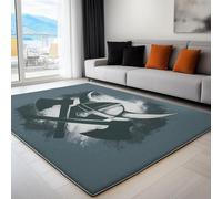 Machine Washable Rugs 100 x 160 cm Non Slip Viking Helmet Axe Area Rug, Living Room Soft Short Pile Stain Resistant Floor Carpet Retro Style Door Mat for Entrance Kitchen Bathroom Hall