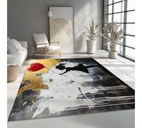 Machine Washable Rugs 100x150 cm, Non-Shedding Soft Short Pile Area Rug, Large Fluffy Non-Slip Carpet with Graffiti Girl Heart-Shaped Balloons Pattern for Living Room Bedroom Office Dining Room, Grey