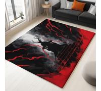 Machine Washable Rugs 140 x 200 cm Non Slip Devil'S Throne Stripes Area Rug, Living Room Soft Short Pile Stain Resistant Floor Carpet Gothic Style Door Mat for Entrance Kitchen Bathroom Hall
