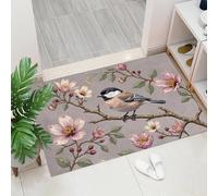 Machine Washable Rugs 40 x 60 cm, Non-slip Doormat, Cherry Blossom Branches Sparrows Bedside Rug, Vintage Flowers Birds Indoor Door Mats, Low Pile, Non-shedding, Entrance, Entryway, Corridor