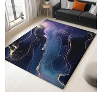 Machine Washable Rugs 60 x 120 cm, Non-Shedding Soft Short Pile Area Rug, Fluffy Non-Slip Carpet with Marble Dream Night Sky Pattern for Living Room Bedroom Office Dining Room Lounge, Purple