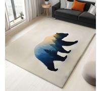 Machine Washable Rugs 60 x 90 cm Non Slip Trees In The Fog Bear Area Rug, Living Room Soft Short Pile Stain Resistant Floor Carpet Minimalist Style Door Mat for Entrance Kitchen Bathroom Hall