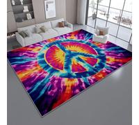 Machine Washable Rugs for Bedroom Living Room 50 x 80 cm, Artistic Style Tie-Dye Abstract Geometric Flannel Anti-Slip Carpet with Print Pattern - Colorful Area Rugs for Living Room Bedroom Indoor