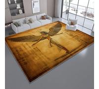 Machine Washable Rugs for Bedroom Living Room 60 x 90 cm, Ancient Egyptian Culture Abstract Wings Text Flannel Anti-Slip Carpet with Print Pattern - Patina Area Rugs for Living Room Bedroom Indoor