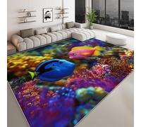 Machine Washable Rugs Living Room, 100 x 160 cm Kitchen Rugs Non Slip, Soft Coral Reef Fish Carpet, Stain Resistant Marine Animals Carpet for Hallway Lounge Dining Room Bedroom