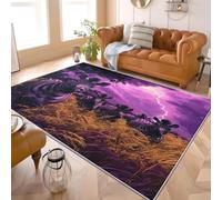 Machine Washable Rugs Living Room 120x180 cm Lightning Steppe Zebra Soft Flannel Area Rugs 6D Printed Carpet Purple Fade Resistant Durable Easy Clean Non-Shedding Carpets