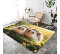 Machine Washable Rugs Living Room 140 x 200 cm, Photography Style Soft Non-Slip Area Rugs - Non-Shedding Nature Cute Animal Hedgehog Print Carpet Suitable For Bedroom Kitchen and Office Color