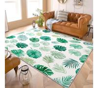 Machine Washable Rugs Living Room 140x200 cm Plants Monstera Deliciosa Elements Soft Flannel Area Rugs 7D Printed Carpet Green Fade Resistant Durable Easy Clean Non-Shedding Carpets