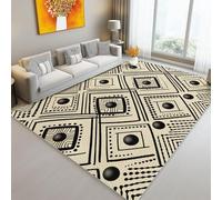 Machine Washable Rugs Living Room 80 x 150 cm/31.4 x 59 Inch - Soft plush Area Rugs For Bedroom, Kitchen Carpet Non Slip Traditional Stripes Geometric African Tribal Design, Beige Flannel printed Rug