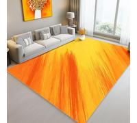 Machine Washable Rugs, Minimalism Art Lines Easy Care Pile Area Rugs Living Room Large Rug 80 x 150 cm- Dining Room Kitchen Hallway Orange Yellow Floor Carpet