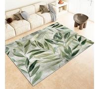 Machine Washable Runner Rug 80 x 150 cm, Non-Slip Soft Short Pile Flannel Carpet, Jungle Leaves Sage Green - Green Mat for Hallway Corridor Entry