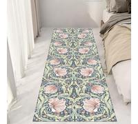 Machine Washable Runner Rugs 2.6'x6.6',William Morris Vintage Floral Runners for Hallways,Blue/Pink Elegant Flower Thin Rug Runner Soft Non Slip Carpet Throw Rug for Kitchen Laundry Room Bedroom