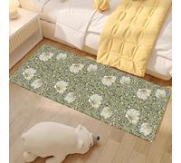 Machine Washable Runner Rugs 2'x5',William Morris Vintage Floral Runners for Hallways,Sage Green/Yellow Elegant Flower Thin Rug Soft Non Slip Carpet Throw Rug for Kitchen Laundry Room Bedroom