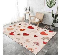 Machine Washable Simplicity Area Rug 160 x 230 cm, Non-Slip Bedroom Rug Cute Romantic Loving Low Pile Printed Carpet Suitable for living room dining room and office Color