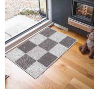 Serdim Rugs Square Design Anti Slip Doormats Grey 67X120 Cm, Grey
